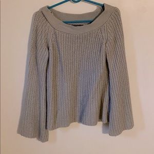 Off the Shoulder Grey Knit Sweater
